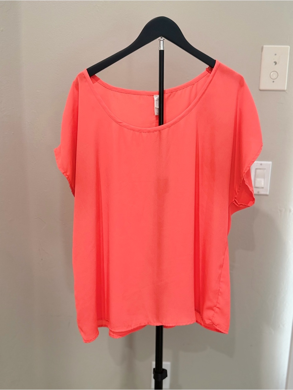 Xhilaration Neon Coral Orange Oversized Blouse Top Dopamine 80s